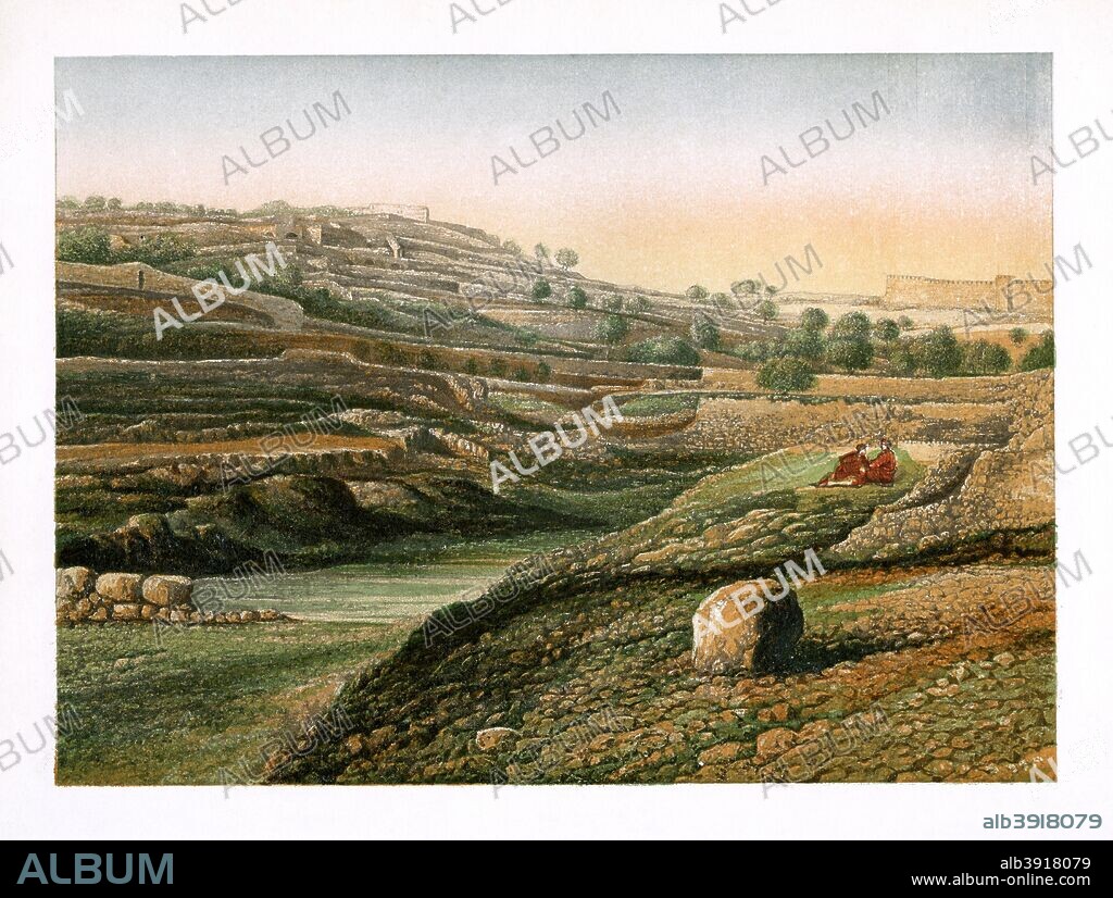 The Valley and Lower Pool of Gihon, Jerusalem, c1870. View in what is now Israel. Illustration from Sinai and Jerusalem; or Scenes from the Bible Lands by the Rev FW Holland, (London, c1870).