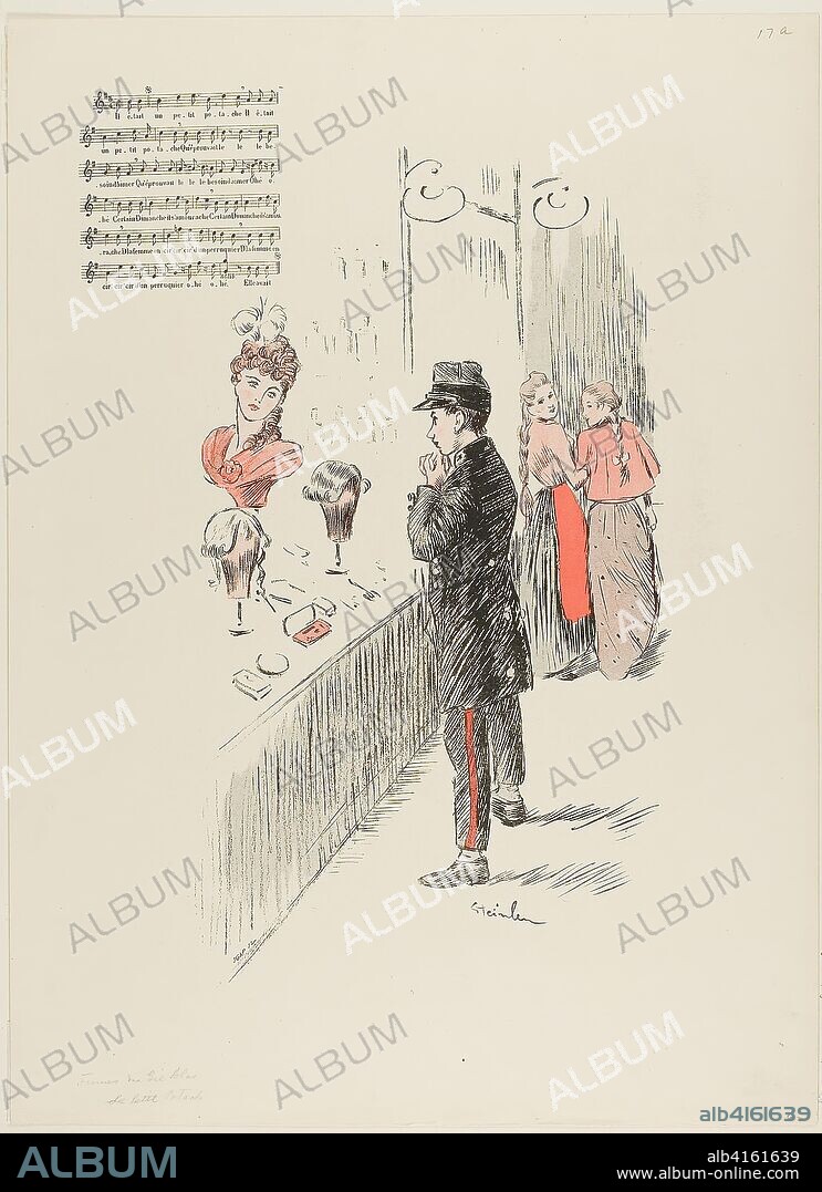THéOPHILE-ALEXANDRE PIERRE STEINLEN. Le Petit Potach. Théophile-Alexandre Steinlen; French, born Switzerland, 1859-1923. Date: 1893. Dimensions: 344 × 227 mm (image); 422 × 309 mm (sheet). Photorelief print in red and black with letterpress music/lyrics on ivory wove paper. Origin: France.