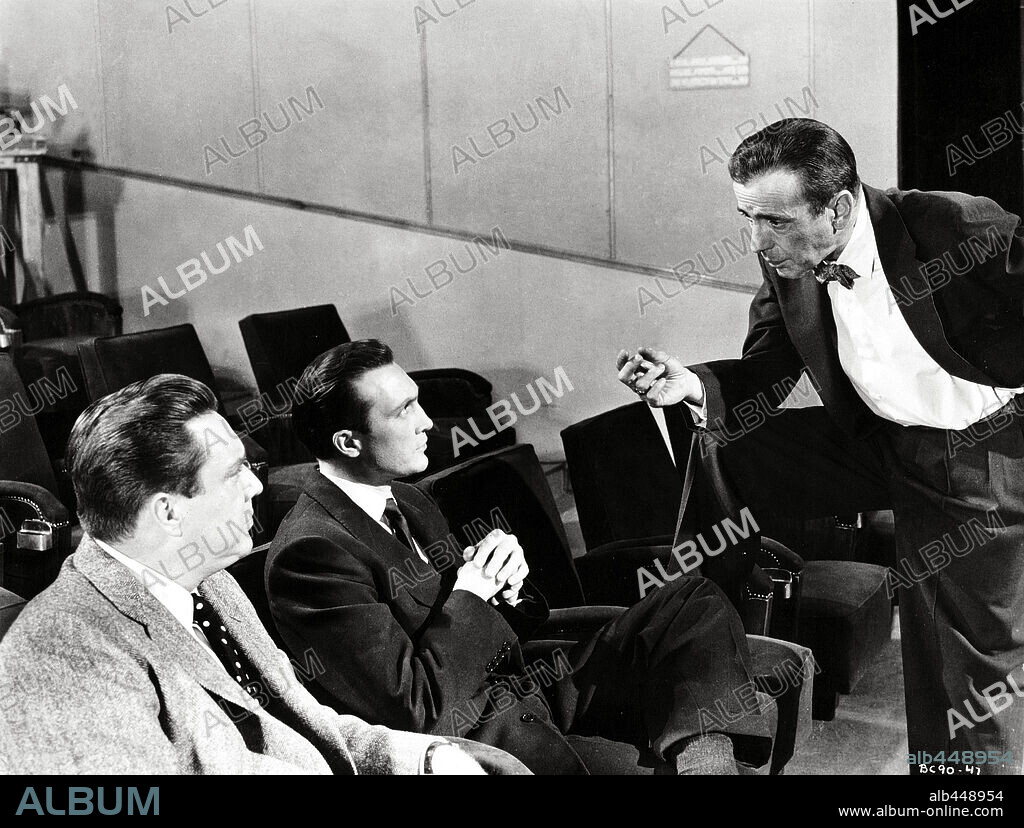 EDMOND O'BRIEN, HUMPHREY BOGART and WARREN STEVENS in THE BAREFOOT CONTESSA, 1954, directed by JOSEPH L. MANKIEWICZ. Copyright UNITED ARTISTS.