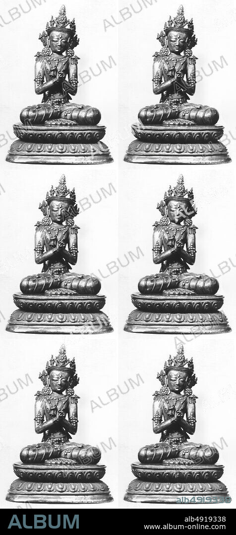 Seated Bodhisattva, Tibet, 18th century, Tibet, Gilt bronze and semi-precious stones, H. 18 in. (45.7 cm); W. 12 1/4 in. (31.1 cm); D. 9 in. (22.9 cm), Sculpture.