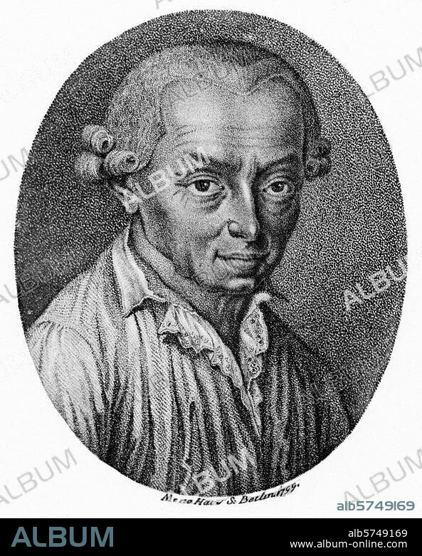 MENO HAAS und ELISABETH VON STÄGEMANN. Kant, Immanuel, Philosoph, Königsberg 22.4.1724 - ebd. 12.2.1804. - Altersporträt - Kupferstich von Meno Haas (1752-1833). nach einer Zeichnung von Elisabeth v. Staegemann. Titelporträt von "Jahrbücher der preuss. Monarchie", 1799, Band 2.