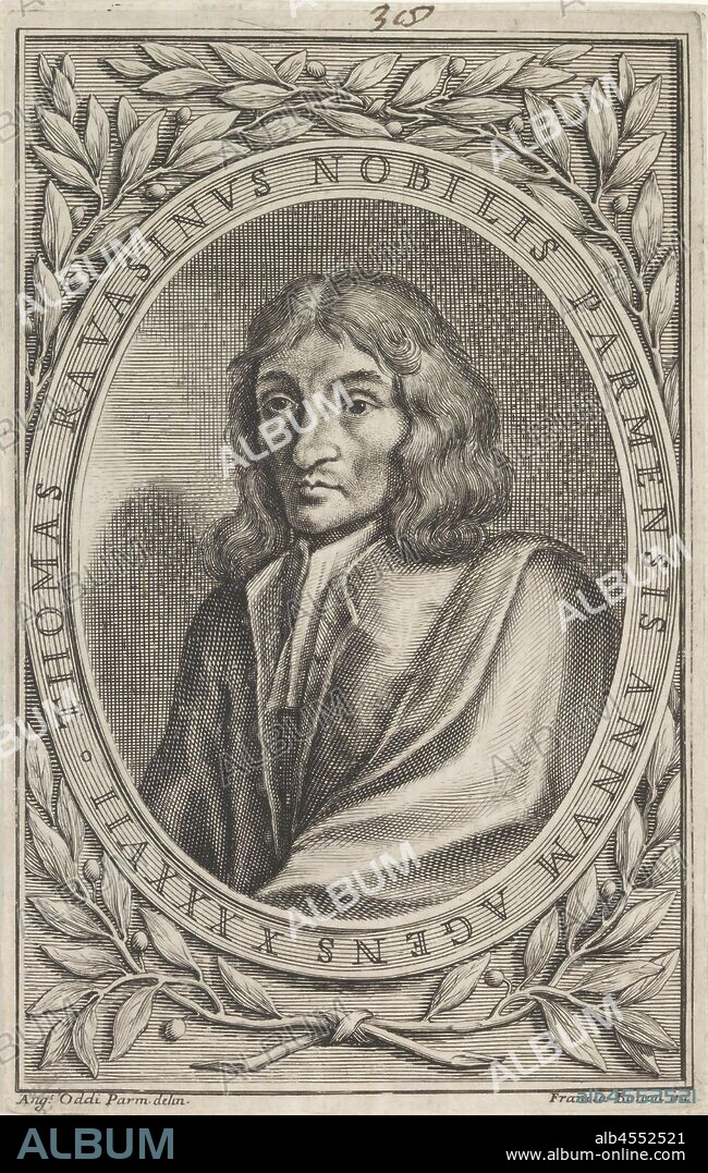 Portrait of Thomas Ravasini, historical persons, Thomas Ravasini, Francesco Maria Francia (mentioned on object), Italy, 1667 - 1735, paper, engraving, h 146 mm × w 92 mm.