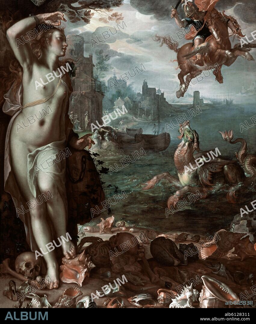 JOACHIM WTEWAEL (1566-1638). 'Perseus Rescuing Andromeda', 1611, Oil on canvas, 180 x 150 cm.