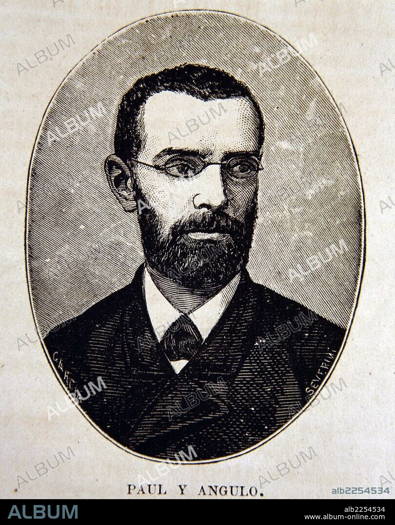 PAUL Y ANGULO , JOSE. POLITICO ESPAÑOL. JEREZ DE LA FRONTERA 1838-1892. GRABADO RETRATO.