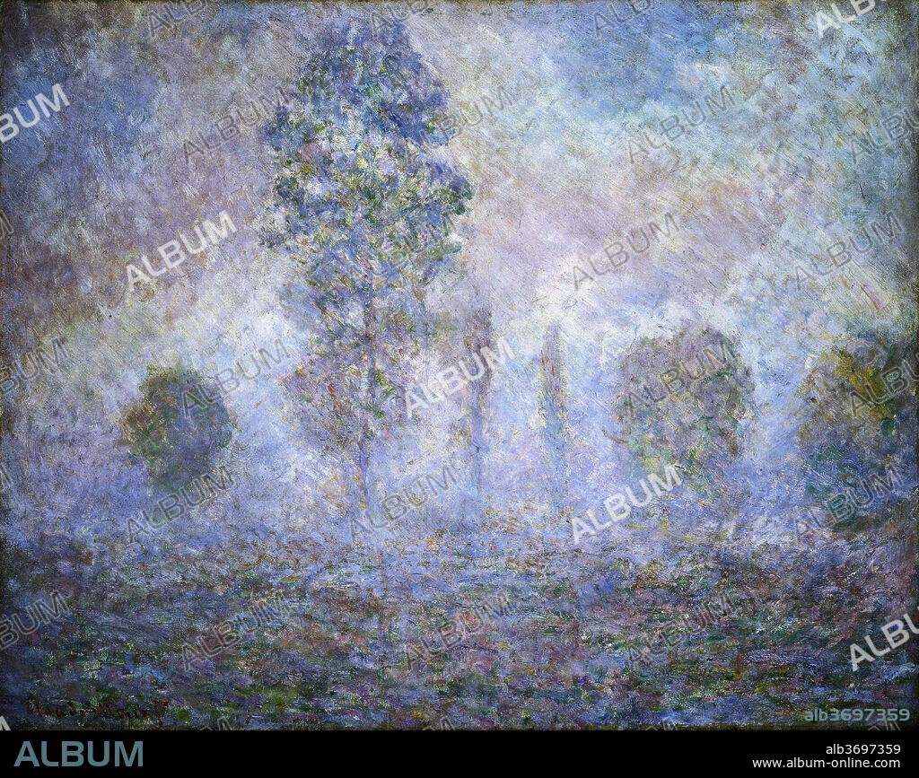 CLAUDE MONET. Morning Haze. Dated: 1888. Dimensions: overall: 74 x 92.5 cm (29 1/8 x 36 7/16 in.)  framed: 89.7 x 107 x 5.4 cm (35 5/16 x 42 1/8 x 2 1/8 in.). Medium: oil on canvas.