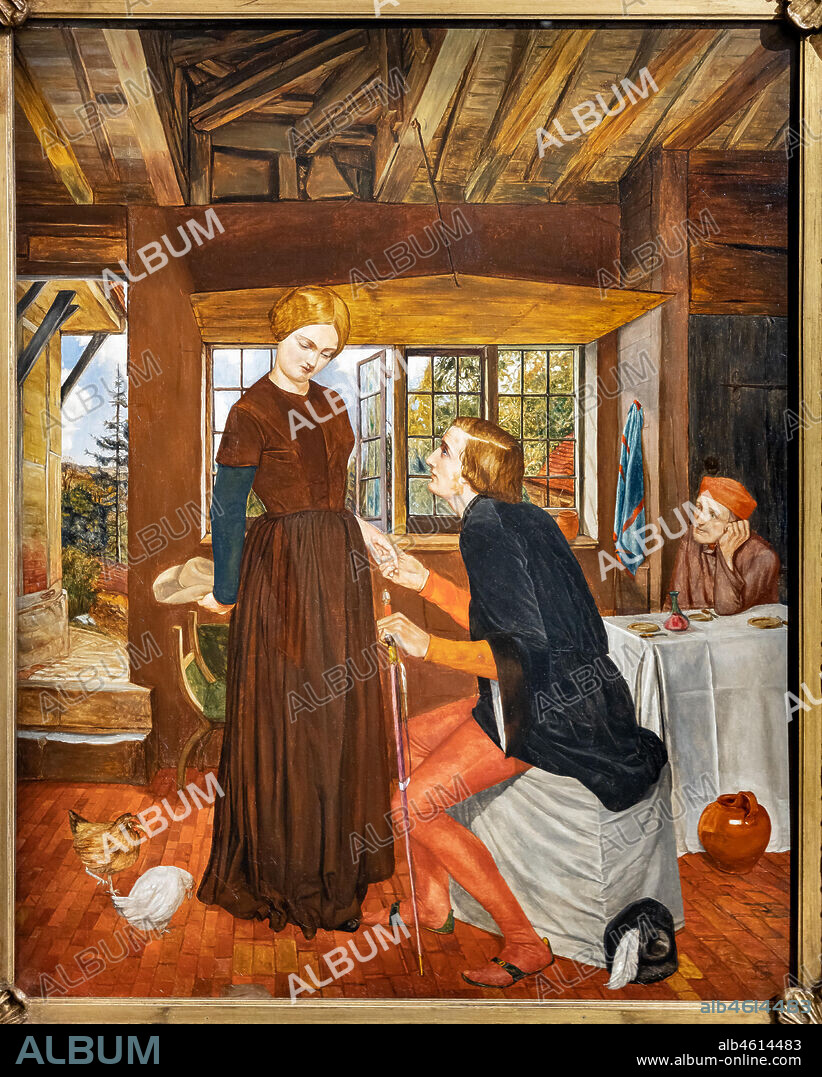 "The proposal (The marquis and Griselda)",(1850) by Frederic George Stephens (1828-1907); oil painting on canvas.