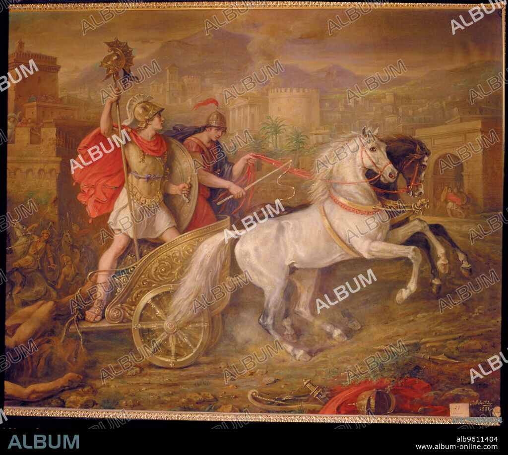 Achilles and Hector in the siege of Troy', Achilles, the Greek hero  of 'Iliad'.