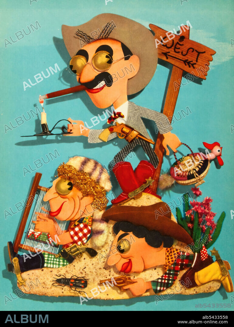 CHICO MARX, GROUCHO MARX y HARPO MARX en LOS HERMANOS MARX EN EL OESTE, 1940 (GO WEST), dirigida por EDWARD BUZZELL. Copyright M.G.M.