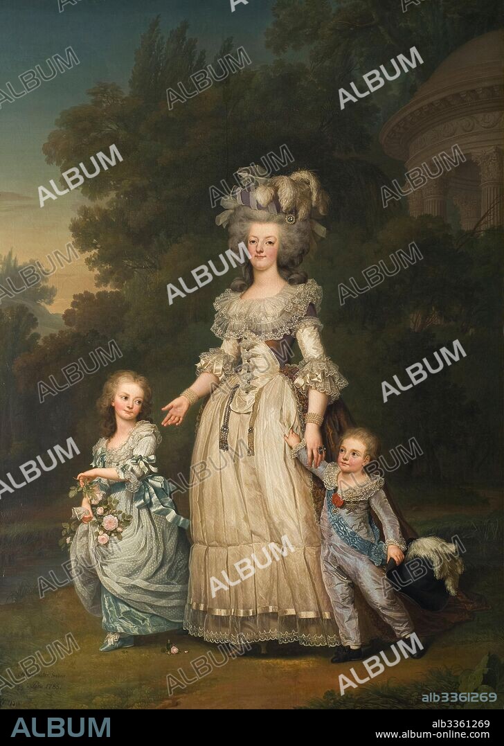 ADOLF ULRIK WERTMÜLLER. Queen Marie Antoinette of France and two of her Children Walking in The Park of Trianon.
