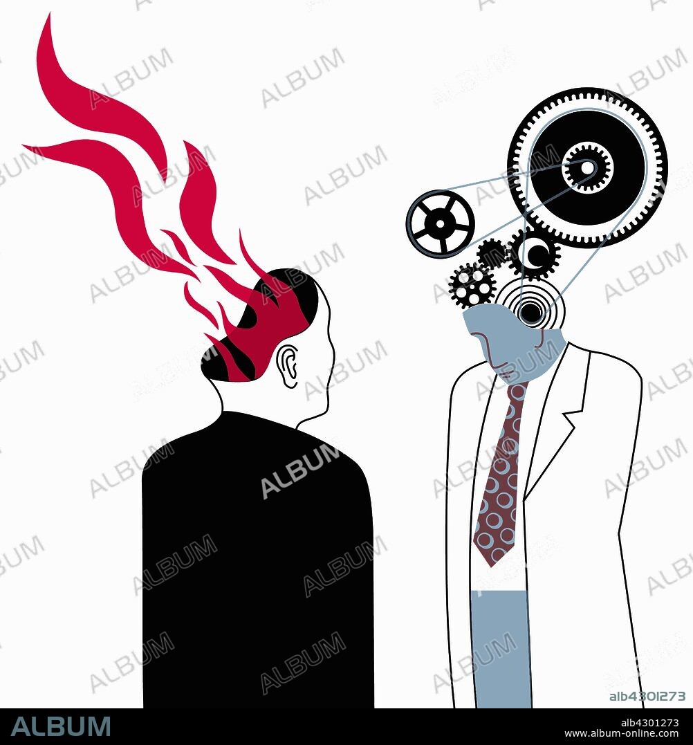 Contrast between analytical and creative thinking.