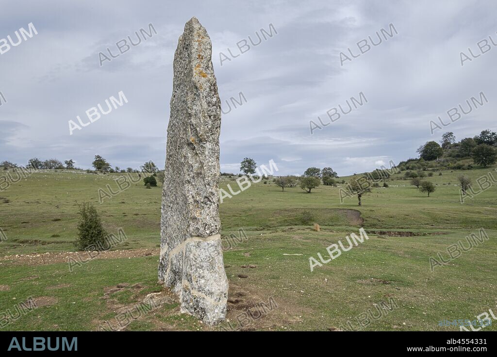 menhir de Akarte, Parque Megalítico de Legaire, campas de Legaire , Álava, Pais Vasco, Spain.