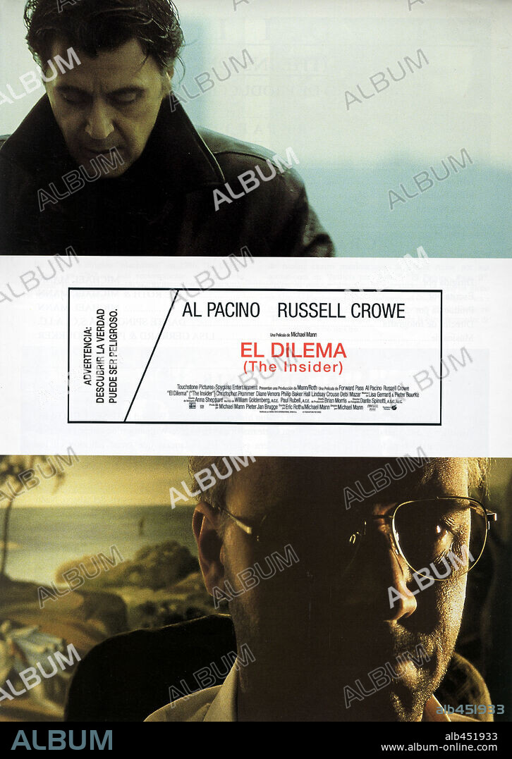 Poster de EL DILEMA, 1999 (THE INSIDER), dirigida por MICHAEL MANN. Copyright TOUCHSTONE PICTURES.
