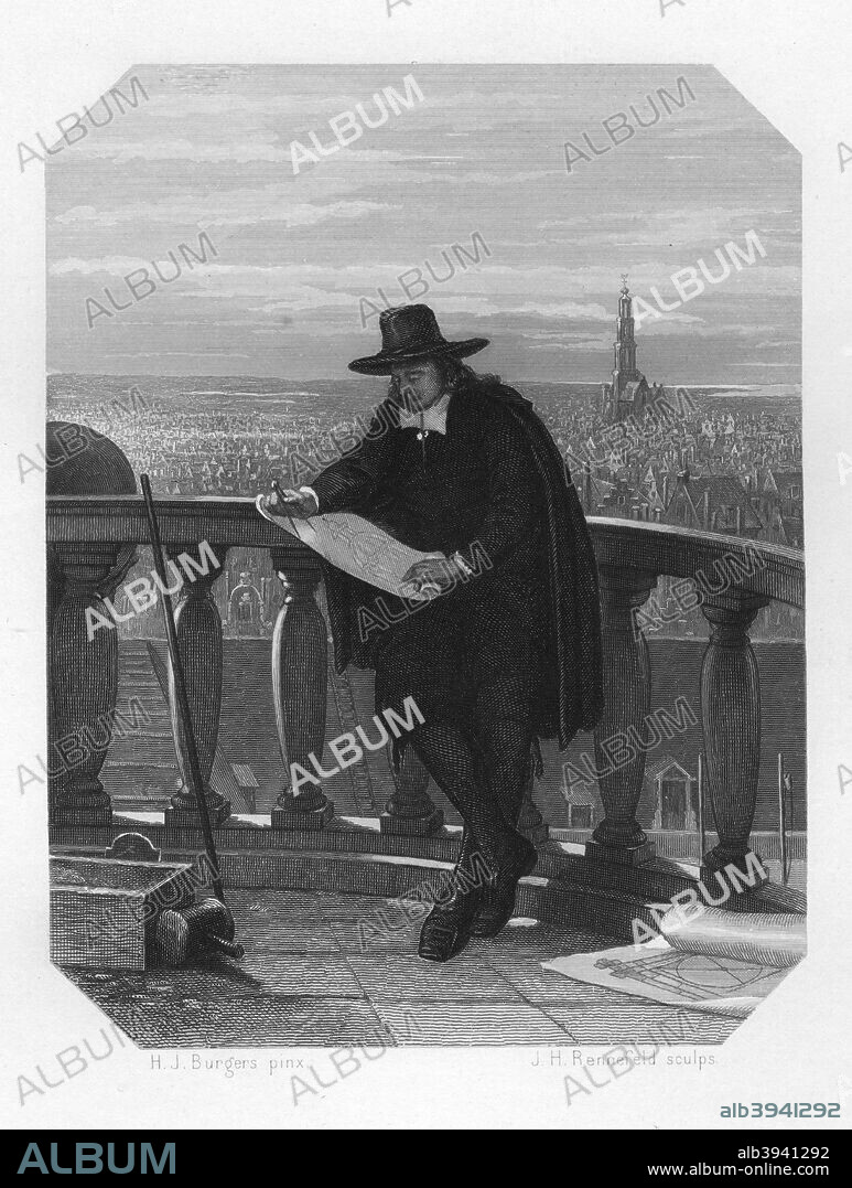Jacob van Campen, Dutch artist and architect of the Golden Age, 17th century (c1870). A print from Nederlands Geschiedenis en Volksleven in Schetsen, by J Van Lenner and J Ter Gouw. (Leiden, AW Sijthoff, c1870).