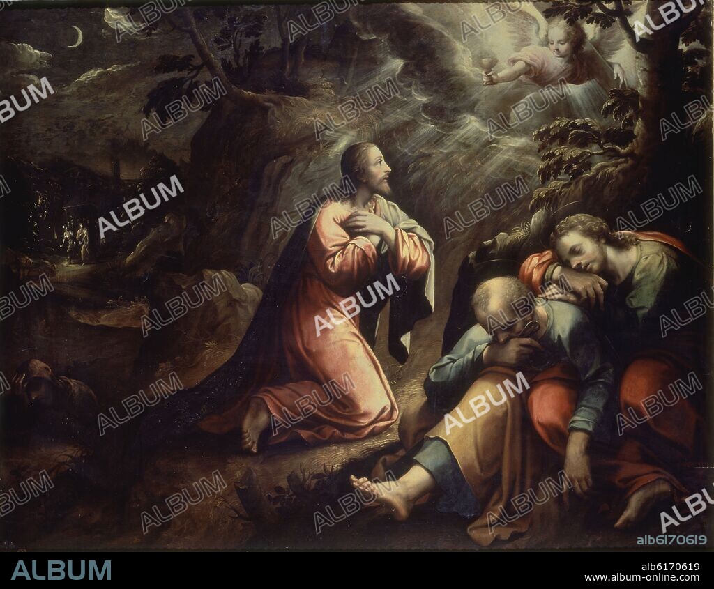 GIORGIO VASARI (discípulo). LA ORACION DEL HUERTO - SIGLO XVI - OLEO/TABLA - 120x125 cm - NP 98 - ESCUELA ITALIANA.