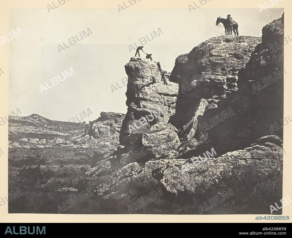 ANDREW JOSEPH RUSSELL. High Bluffs, Black Buttes. Andrew J. Russell; American, 1830-1902. Date: 1868-1869. Dimensions: 15.2 x 20.3 cm (image/paper); 23.1 x 30.3 cm (album page). Albumen print, pl. VIII from the album "Sun Pictures of Rocky Mountain Scenery" (1870). Origin: United States.