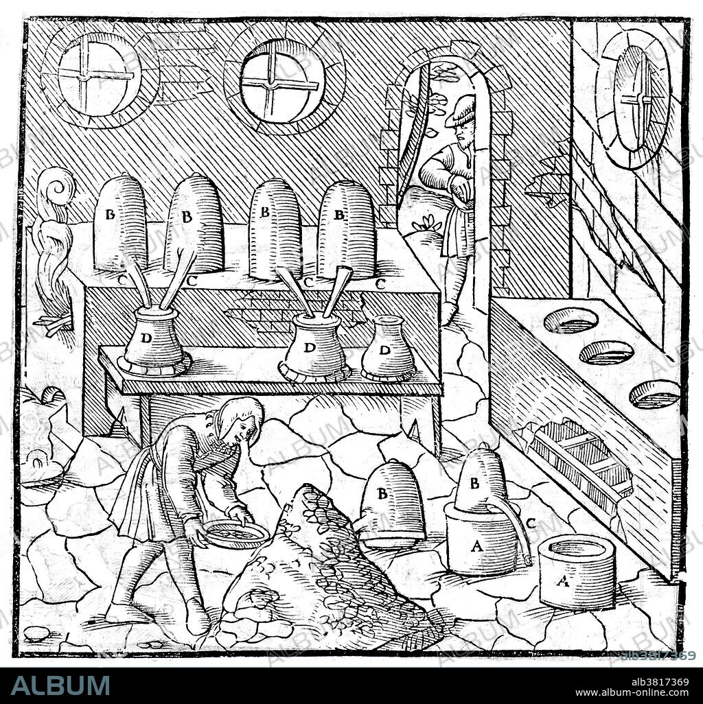 The distillation of quicksilver or mercury (refining), 16th century. By the 16th century, mercury was often used in medicine and in the amalgamation of gold and silver ores. In the 17th century, there was demand for mercury to use in thermometers, barometers, and electrical and chemical applications.