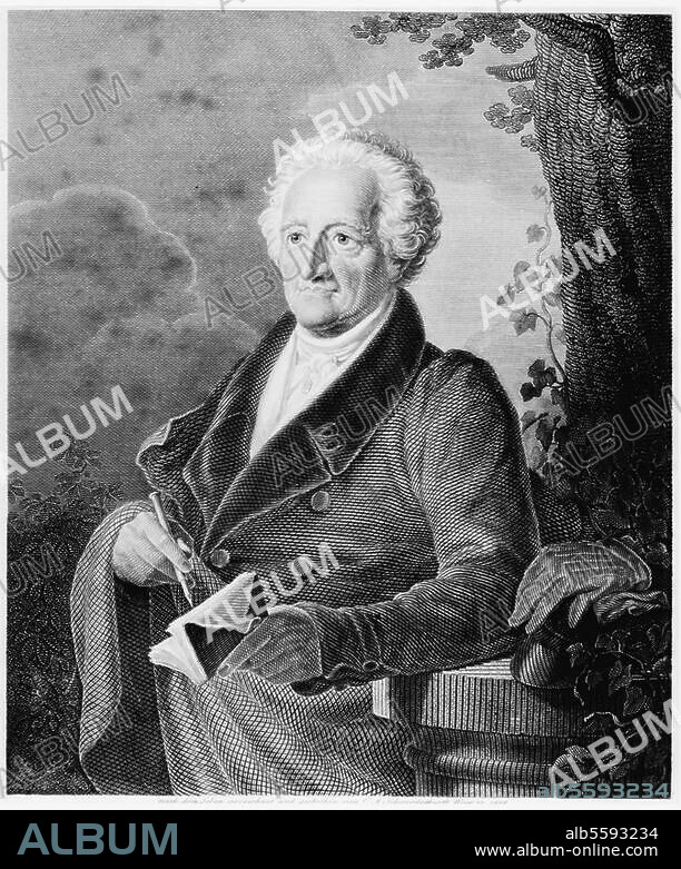 Goethe, Johann Wolfgang von Frankfurt a. M. 28.8.1749 - Weimar 22.3.1832. Porträt. (Letztes Bildnis Goethes, Januar 1832). Stahlstich, um 1850, von Carl August Schwerdgeburth (1785-1878) nach eigener Zeichnung 1832.