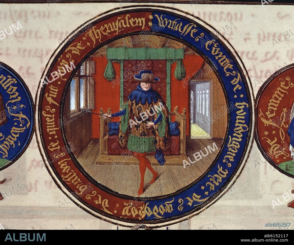 DREUX JEAN. CRONICAS DE LAS CRUZADAS- MANUSCRITO DEL SIGLO XV- EUSTAQUIO II DE BOULOGNE PADRE DE GODOFREDO DE BOUILLON- Conj nº 77228.
