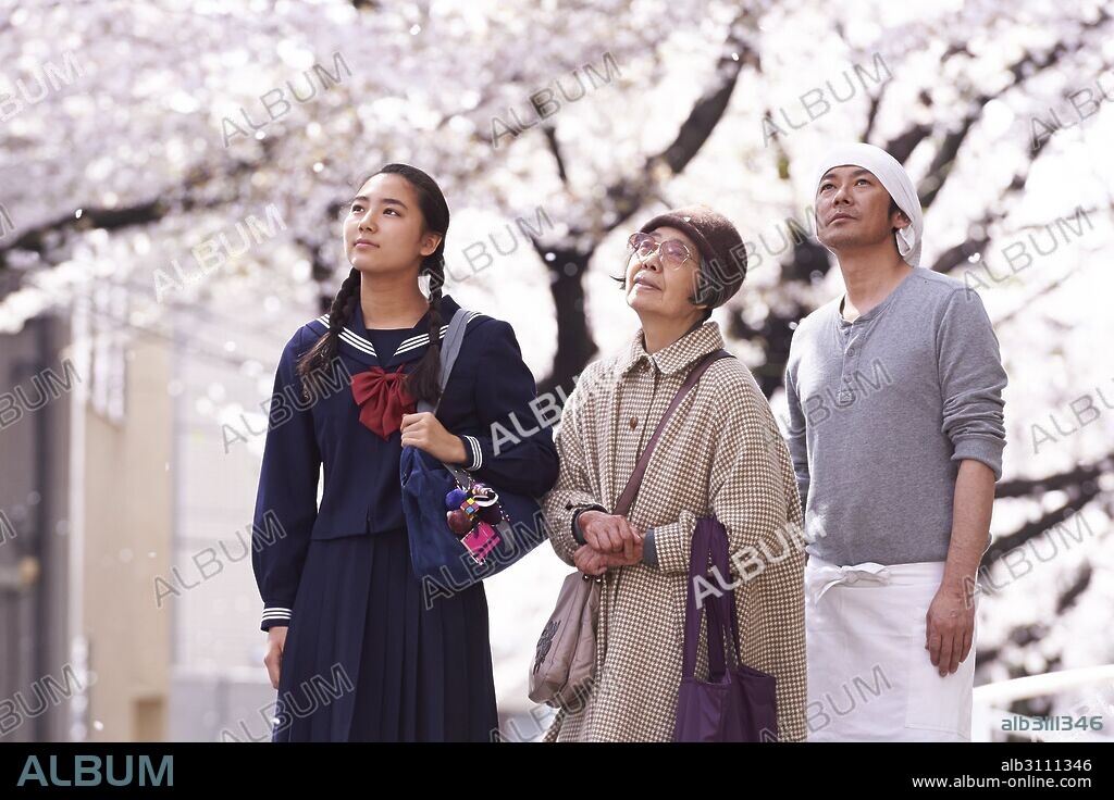 KIRIN KIKI, KYARA UCHIDA et MASATOSHI NAGASE dans AN, 2015, réalisé par NAOMI KAWASE. Copyright COMME DES CINEMAS/KUMIE/MAM/NAGOYA BROADCASTING NETWORK/TWEN.