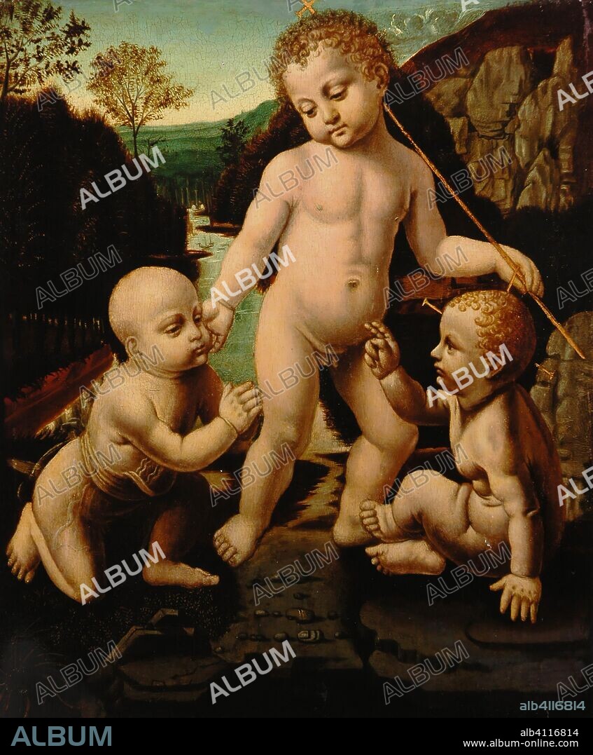 BERNARDINO DEI CONTI. Los tres niños santos, oleo sobre lienzo.