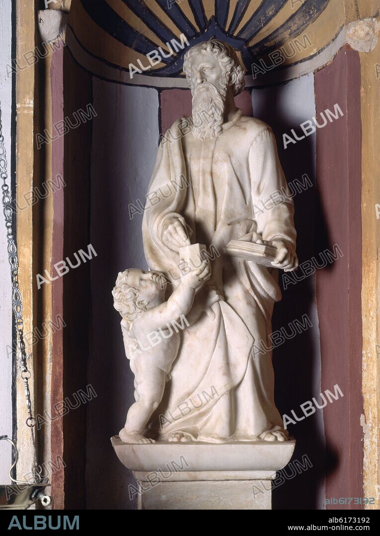 FRANCISCO MORATO. INTERIOR - ESCULTURA DE SAN MATEO EVANGELISTA -MARMOL - 1615.