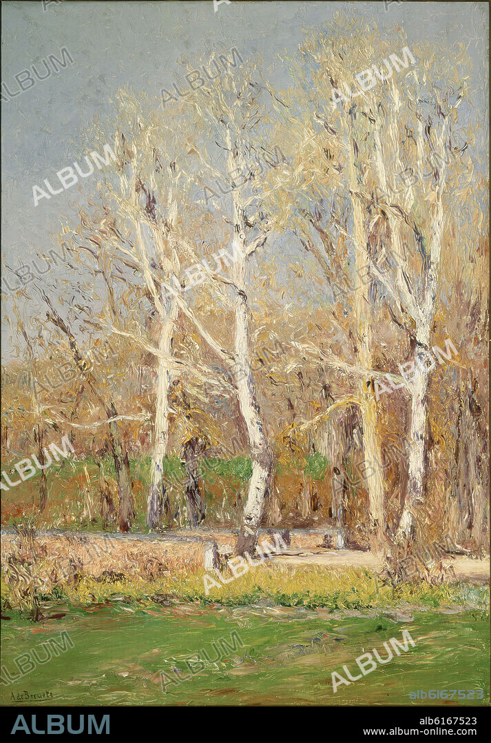 AURELIANO BERUETE Y MORET (1845-1912). PAISAJE DE INVIERNO-PLANTIO DE INFANTES-NUM CASON 4057.
