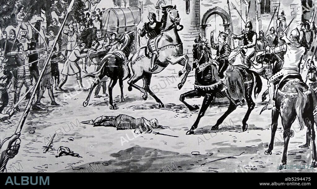 Illustration depicting the 1381 Peasants' Revolt. The Peasants' Revolt, also named Wat Tyler's Rebellion or the Great Rising, Walter ""Wat"" Tyler (died 15 June 1381) was a leader of the 1381 Peasants' Revolt in England. He marched a group of rebels from Canterbury to the capital to oppose the institution of a poll tax and demand economic and social reforms. While the brief rebellion enjoyed early success, Tyler was killed by officers loyal to King Richard II during negotiations at Smithfield, London.