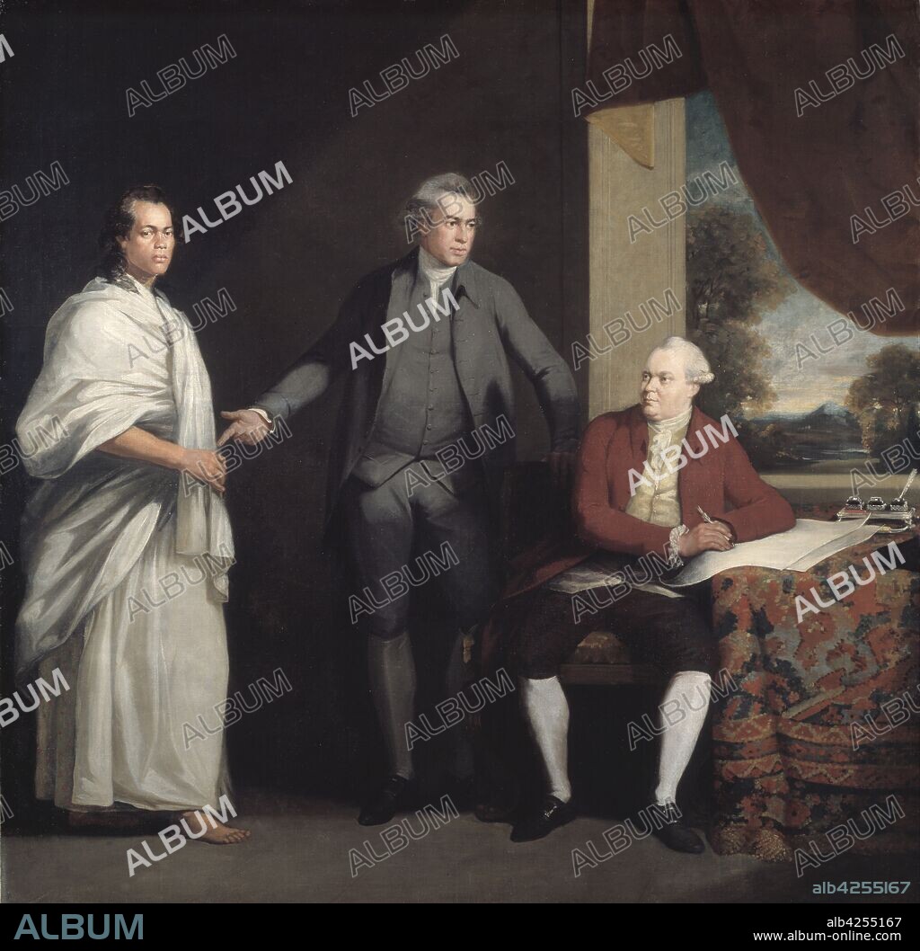 WILLIAM PARRY. Omai, Joseph Banks and Dr Daniel Solander, c1775-6. Joseph Banks introducing the Tahitian Omai to  Dr Daniel Solander a Swedish botanist.