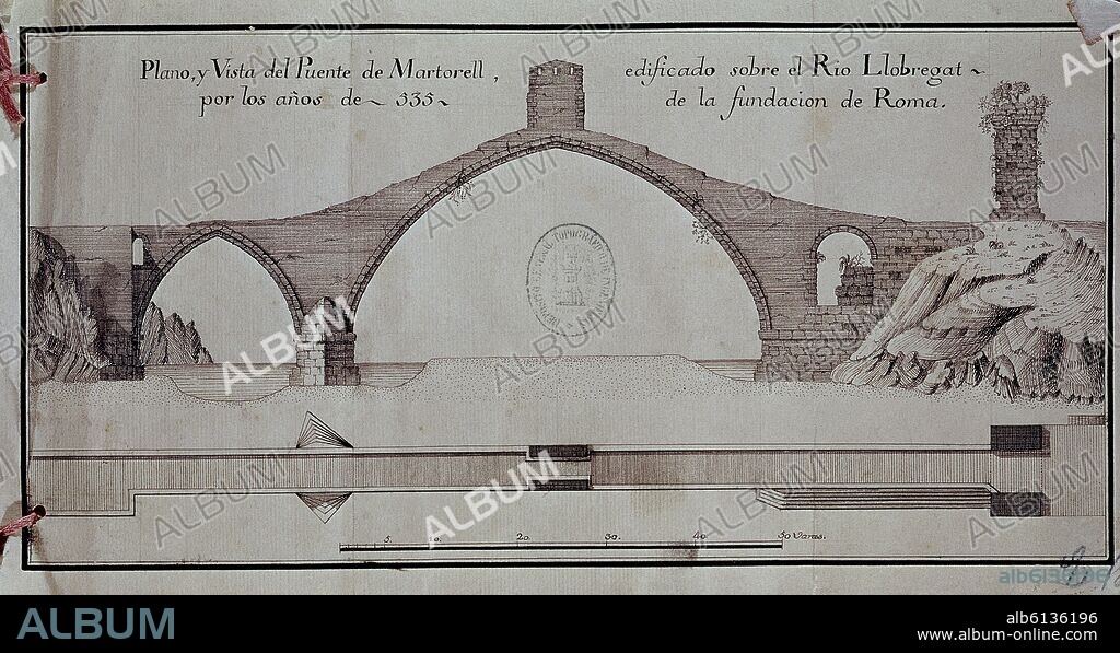 PLANO EDIFICIOS Y PUENTE ROMANO DE MARTORELL.