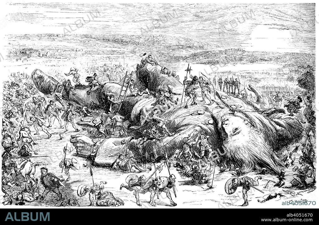 Gulliver in Lilliput, 1876. Illustration from Gulliver's Travels by Jonathan Swift. From the Landskrona Museum Collection.