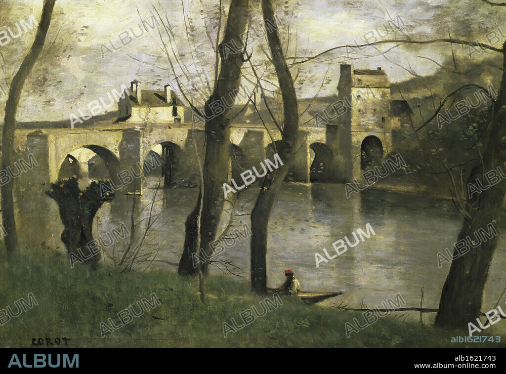 The Bridge of Mantes   (Le Pont de Mantes)   c. 1868-70   Jean-Baptiste Camille Corot (1796-1875/French)   Musee du Louvre, Paris.
