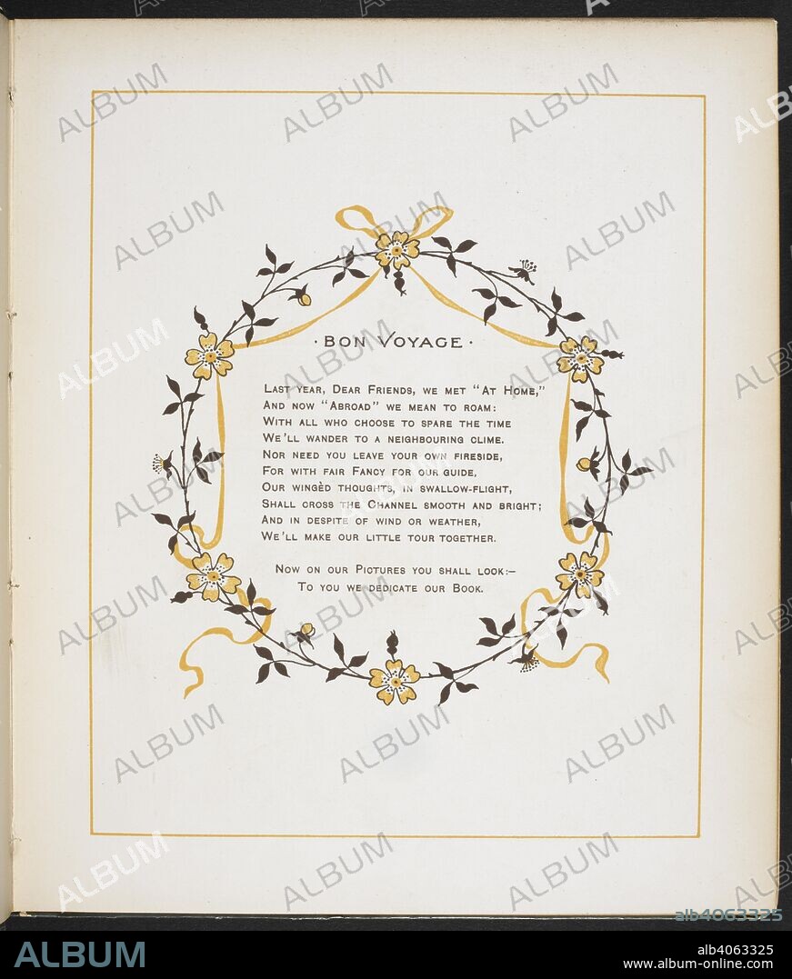 THOMAS CRANE. Bon voyage. A verse and dedication. Abroad. [Pictures, with accompanying verses by various writers.]. London, 1882. Source: 12810.d.28, page 3.