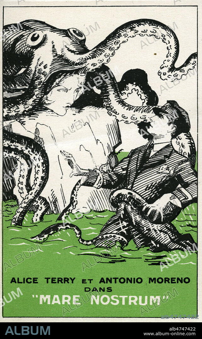 Mare Nostrum. Illustration anonyme pour un film realise en 1926 par Rex INGRAM (1882-1950) avec Alice TERRY (1899-1987) et Antonio MORENO (1887-1967) . Credit : collection IM/KHARBINE-TAPABOR.