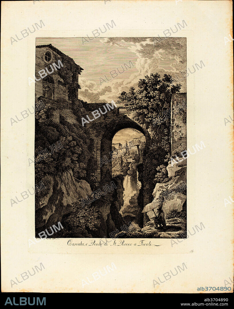 ALBERT CHRISTOPH DIES. Cascata e Ponte di San Rocco a Tivoli. Dated: 1795. Dimensions: plate: 37.3 x 28.1 cm (14 11/16 x 11 1/16 in.)  sheet: 49.2 x 39.2 cm (19 3/8 x 15 7/16 in.). Medium: etching on laid paper.