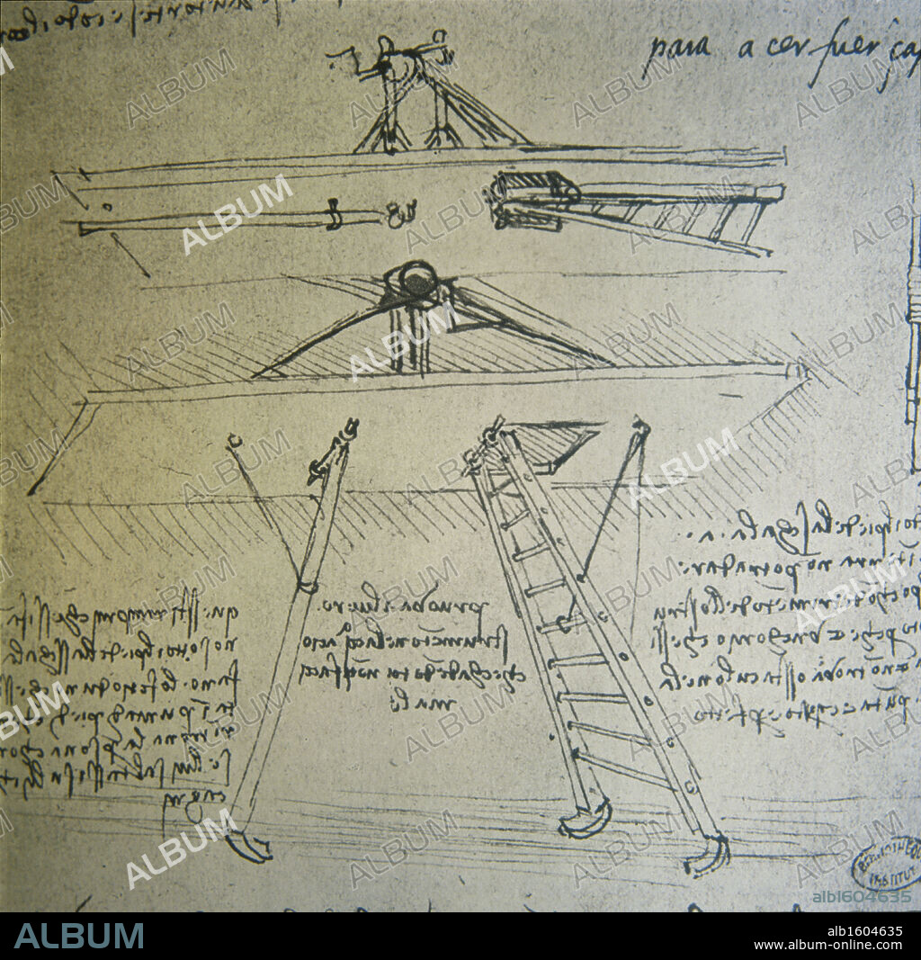 Aviation Drawing (Reversed Lettering)  Leonardo da Vinci  1452-1519 Florentine.