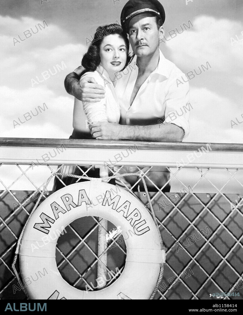 ERROL FLYNN and RUTH ROMAN in MARA MARU, 1952, directed by GORDON DOUGLAS. Copyright WARNER BROTHERS.