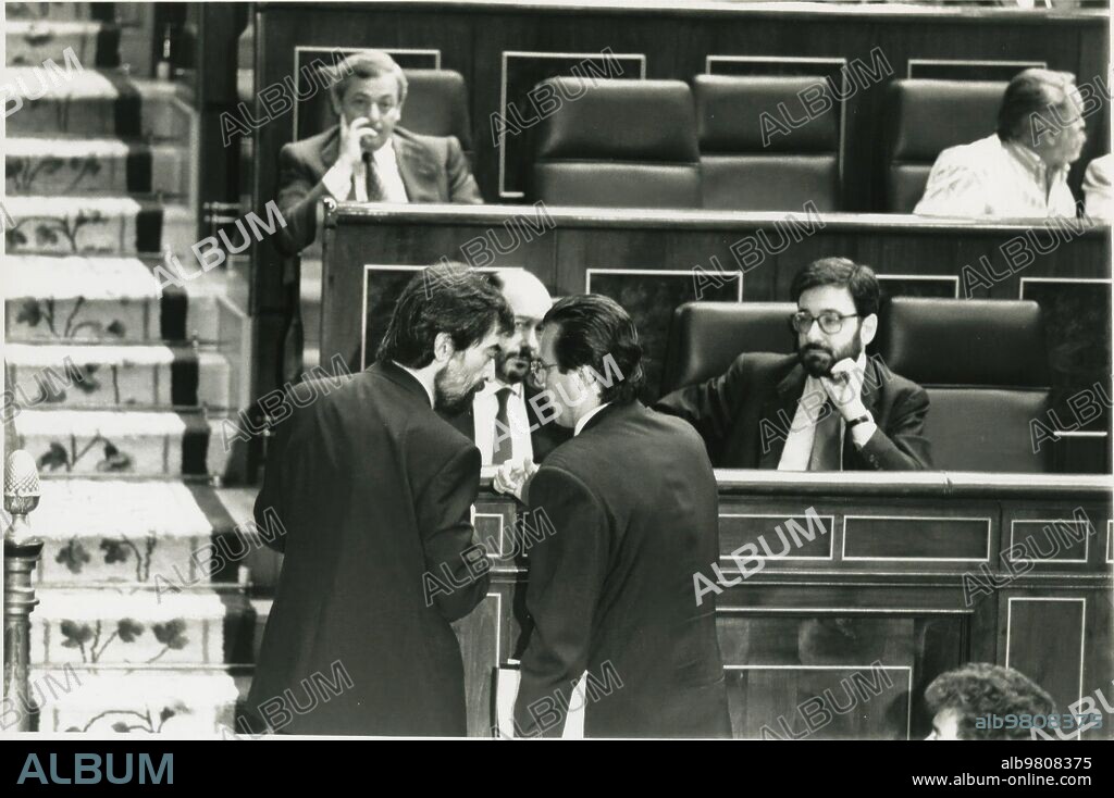 Madrid, 7/22/1993.- Belloch and Garzon speak at the Congress of Deputies. In their Seats, Alfredo Pérez Rubalcaba, Narcis Serra and Carlos Solchaga.