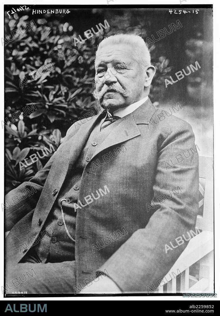 Paul Von Hindenburg President of Germany 1925 - 34 (October 2 1847 - August 2 1934) German field marshal and statesman.