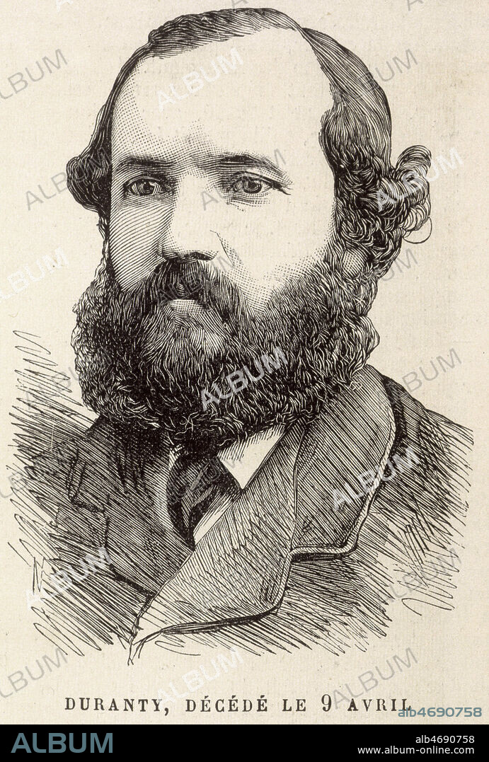 'DURANTY (1833-1880), decede le 9 avril'. Gravure in. L'Illustration du 17/04/1880. Credit : Collection KHARBINE-TAPABOR.