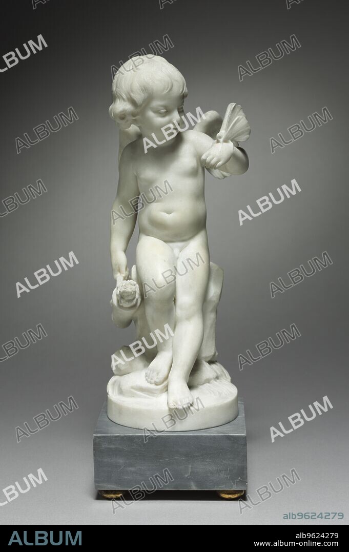 Pair of Marble Statuettes: Fickle Love and Faithful Love, 1800s.