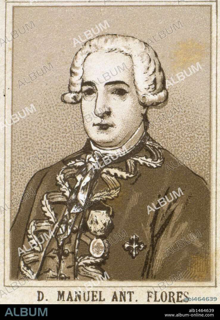 Manuel Antonio Flores (1722-1799). General in the Spanish navy and viceroy of New Granada (1776-1781) and New Spain (1787-1789). Engraving.