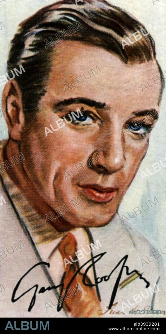 Gary Cooper, (1901-1961), American film actor of British heritage, 20th century. Two-time Academy Award-winning American film actor of British heritage, whose career spanned from the 1920s up until the year of his death. He was renowned for his quiet, understated acting style and his stoic, individualistic, emotionally restrained, but at times intense screen persona, which was particularly well suited for the many Westerns he made.