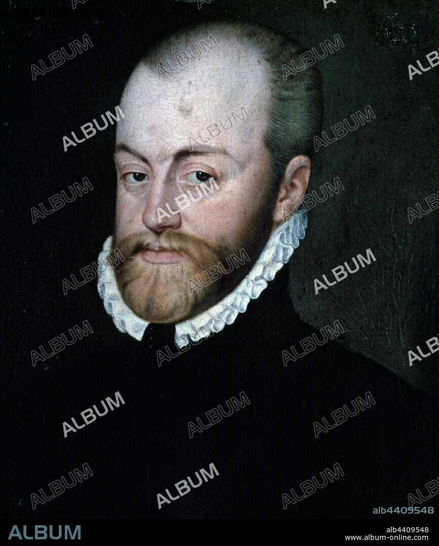 LUCAS DE HEERE (1534-1584). FELIPE II REY DE ESPAÑA. 1527-1598. OLEO DE LUCAS HEERE MUSEO BELLAS ARTES DE VALENCIA.