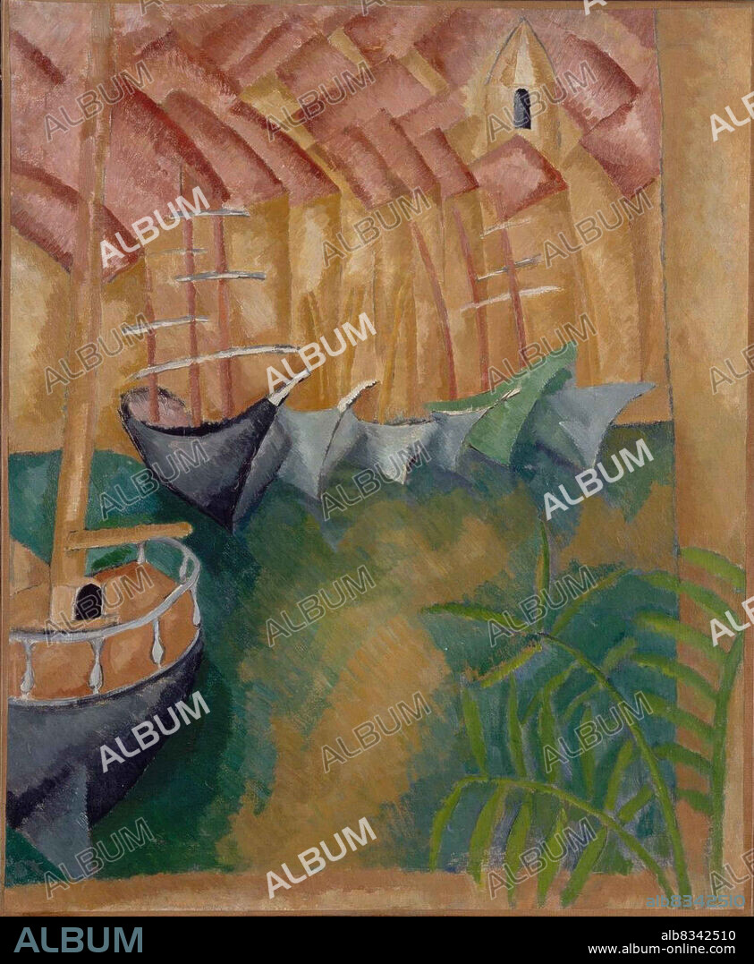 RAOUL DUFY. Bateau à quai dans le port de Marseille.