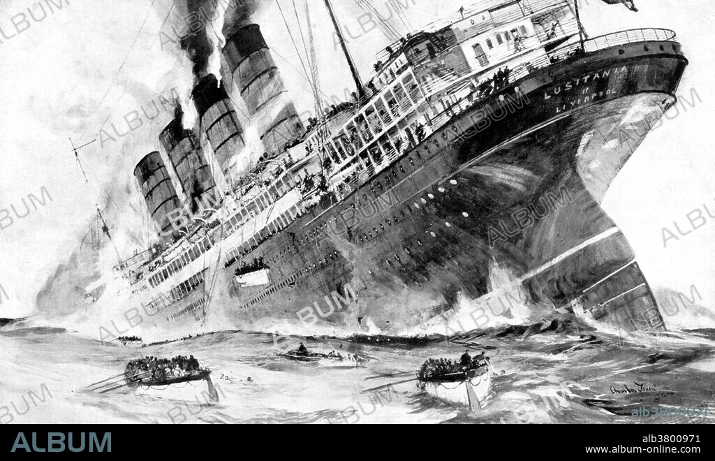 The sinking of the Cunard ocean liner RMS Lusitania occurred on May 7, 1915 during WWI, as Germany waged submarine warfare against the United Kingdom of Great Britain and Ireland. The ship was identified and torpedoed by the German U-boat U-20 and sank in 18 minutes. The vessel went down 11 miles off the Old Head of Kinsale, Ireland, killing 1,198 and leaving 761 survivors. The sinking turned public opinion in many countries against Germany, contributed to the American entry into WWI and became an iconic symbol in military recruiting campaigns of why the war was being fought.