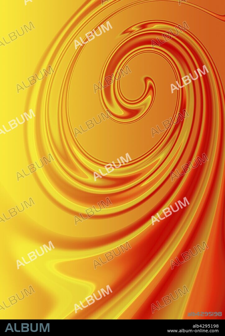 Abstract orange liquid spiral pattern.