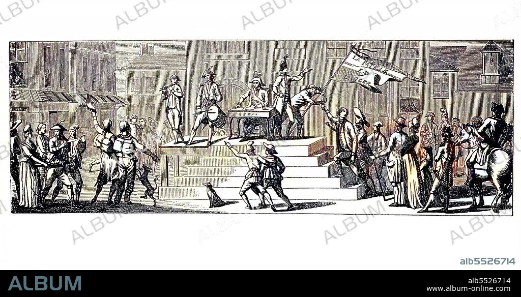 Announcement of the Patrie en danger, recruitment of volunteers, French Revolution, France, 1792.