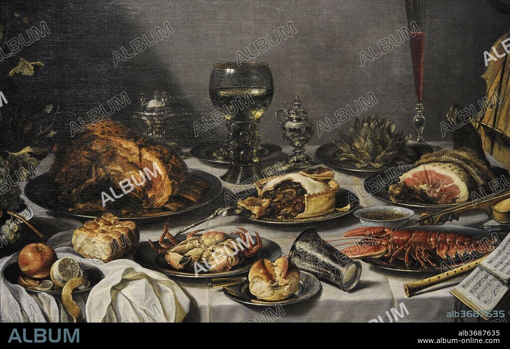 Pieter Claesz. (1597/1598-1661). Dutch Golden Age painter. Still Life, 1653. Detail. Wallraf-Richartz Museum. Cologne. Germany.