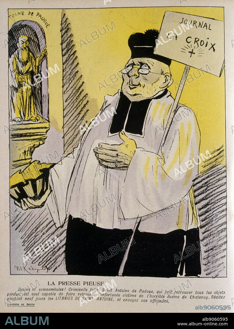 anti-clerical, cartoon by Jules Maurice Radiguet (1866 -1941) also known under the pseudonym Rad, illustrator, caricaturist and author French cartoon.