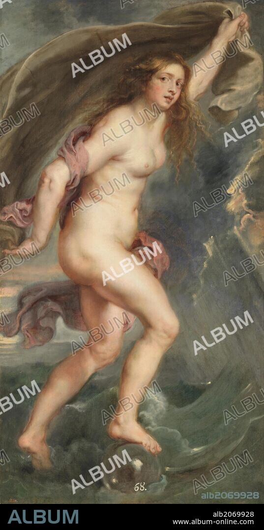 PEDRO PABLO RUBENS (TALLER DE). Pedro Pablo Rubens (Workshop of) / 'Fortune', 1636-1637, Flemish School, Oil on canvas, 182,3 cm x 100,5 cm, P01674.